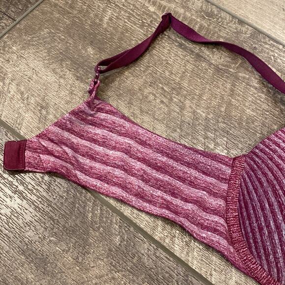 VICTORIA'S SECRET Perfect Shape Bra Purple Stripe Print Thick Padding 34B - Picture 4 of 7